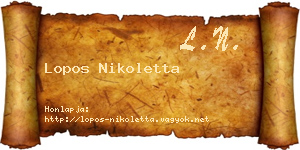 Lopos Nikoletta névjegykártya
